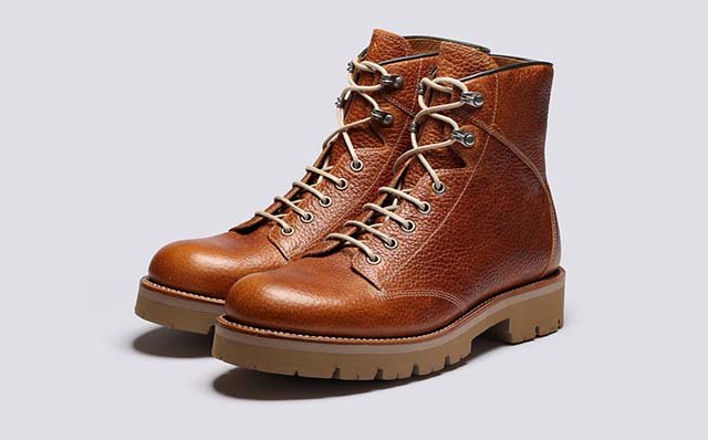 Grenson Emmett Mens Derby Boots in Tan Grain Leather GRS114011